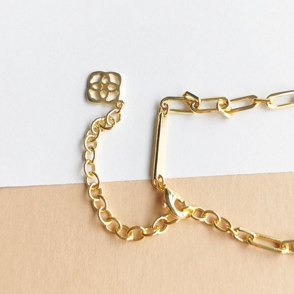 Kendra Scott Lindy Crystal Chain Necklace, Gold White CZ - Picture 4 of 4